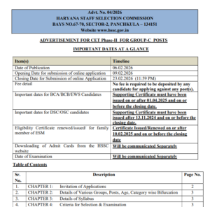 HSSC CET Phase II Group C Recruitment 2026